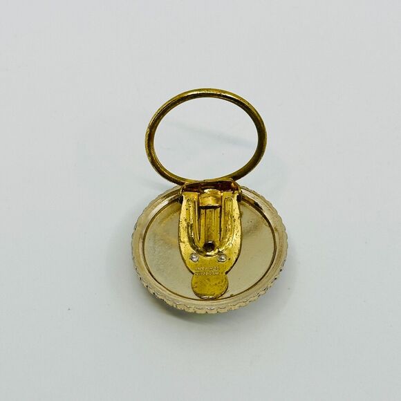 VTG West Germany Scarf Clip Floral Purple Iridescent 1.25" Gold Tone Estate - Picture 6 of 7